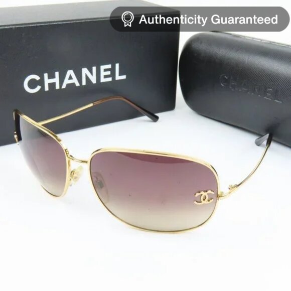 CHANEL Accessories - Authentic CHANEL CC Logo Gold Plated Vintage Gradient Tinted Lens Sunglasses Y2K